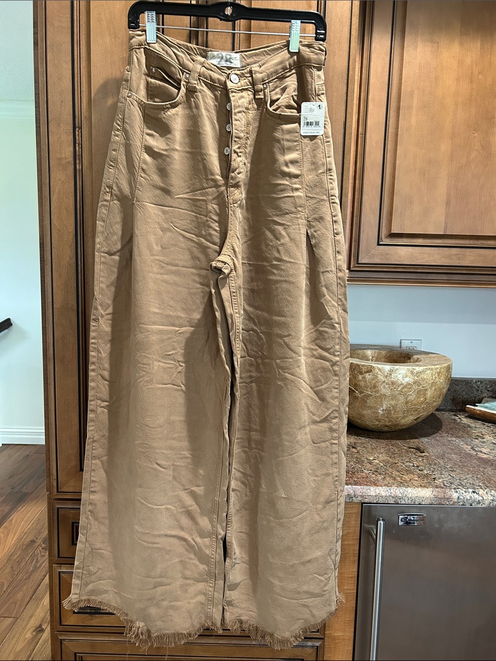 Free People Men's Wide-Leg Chino Pants in Tan